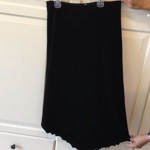 Black velvet shirt and skirt set.